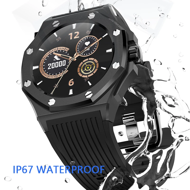 

New Luxury Smart Watch Golden Men Heart Rate Sports Fitness Tracker Passometer IP67 Nordic NRF52832 Smartwatch Male 2021 New Ban