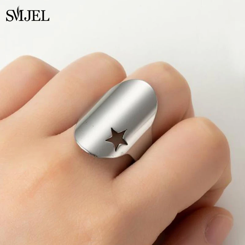 Кольцо из нержавеющей стали с полыми звездами для мужчин и женщин, украшение геометрического дизайна в стиле панк, подарок для байкеров, 2021 Кольцо из нержавеющей стали с полыми звездами для мужчин и женщин, украшение геометрического дизайна в стиле панк, подарок для байкеров, 2021