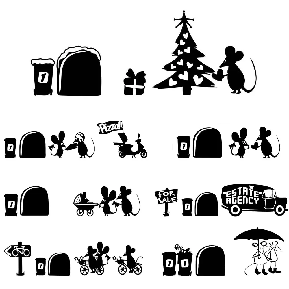 1 шт. 2020 забавные наклейки на стену в виде мыши для детских комнат Наклейки стены