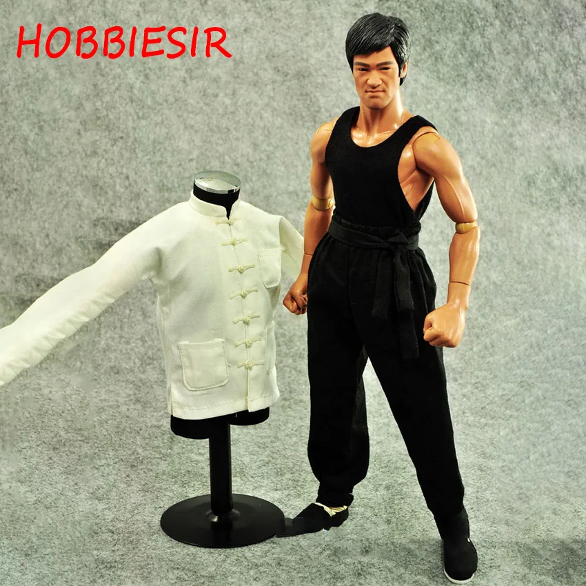 Коллекция 1/6 года, китайский костюм Kongfu, Брюс Ли, белый, с длинным рукавом, кунг-фу, Тан, костюм, комплект одежды, модель для 12 дюймов, фигурка тела