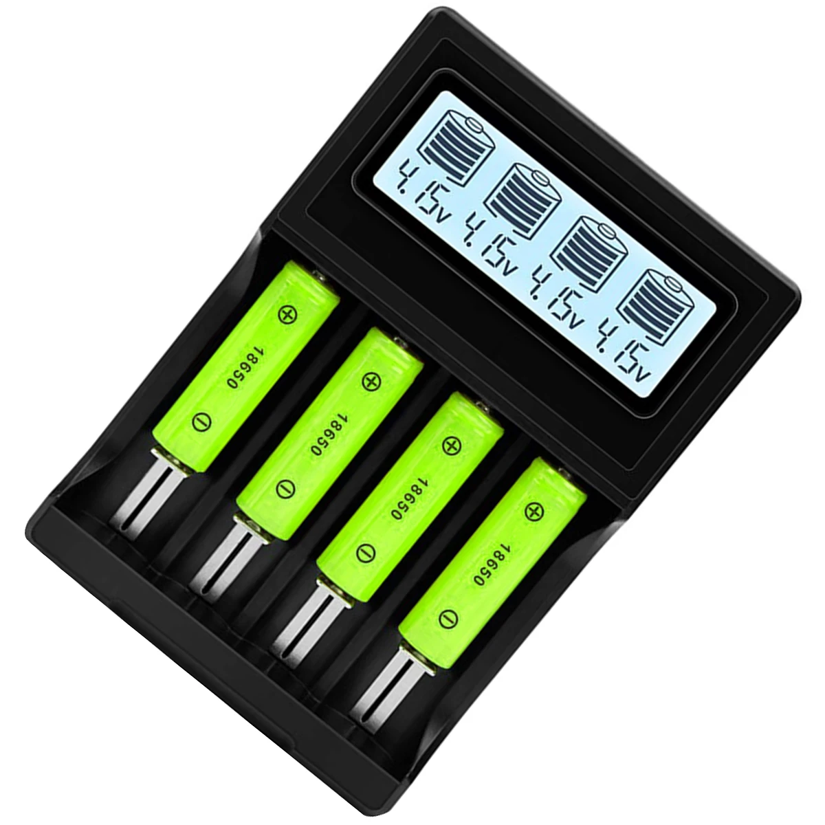 

4-Slot Battery Charger LCD Display Batteries Charger For Rechargeable 3.3V/3.7V 14500 18650 Li-Ion Batteries USB Charging Design