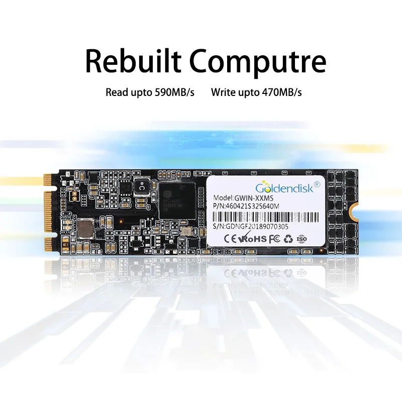 Goldendisk 256GB M.2 SSD Internal SATA Disk Drive NGFF 2D NAND MLC Flash III 6Gb/s 2242 2280 | Компьютеры и офис