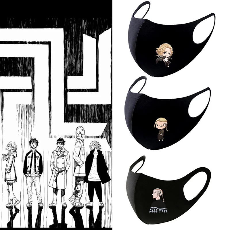 Модные аксессуары для косплея из аниме Мстители Токио моющиеся маски лица черная