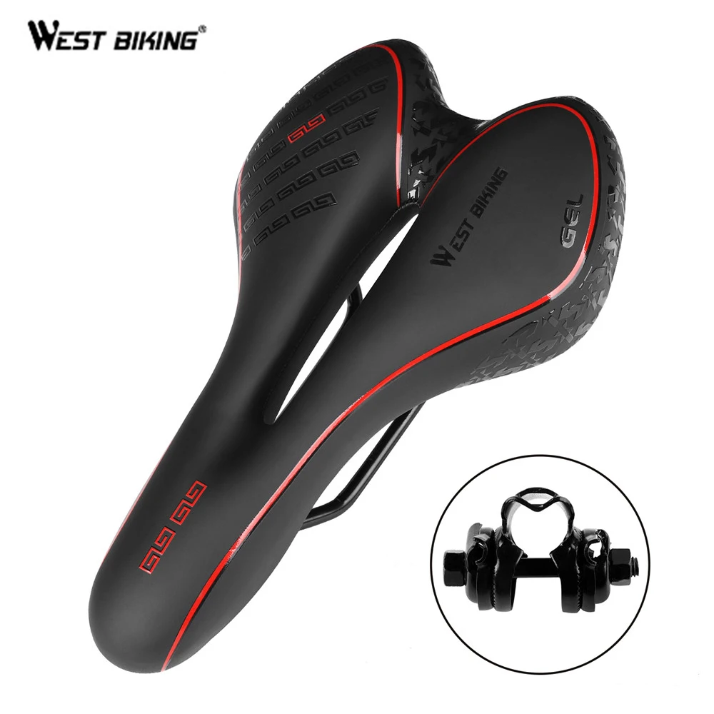 Велоседло WEST BIKING из экокожи мягкое водонепроницаемое амортизирующее седло для