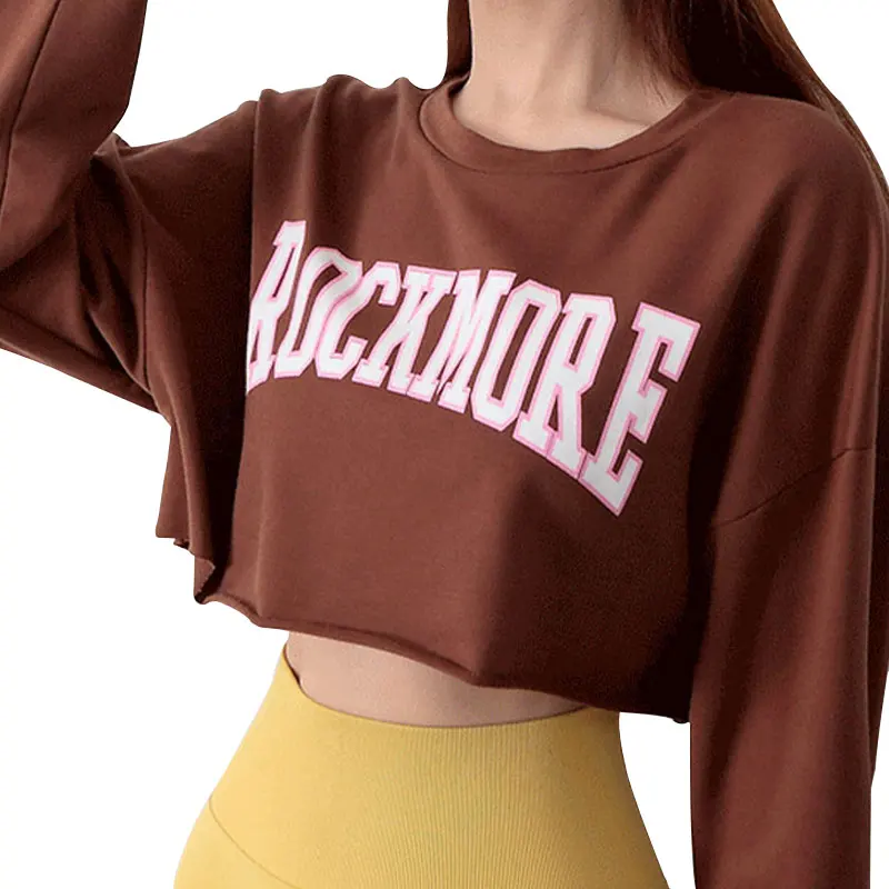 

Новинка, модная одежда для йоги, Топ с длинным рукавом и надписью, женская одежда для тренировок на осень и зиму, свободная Спортивная Толсто...