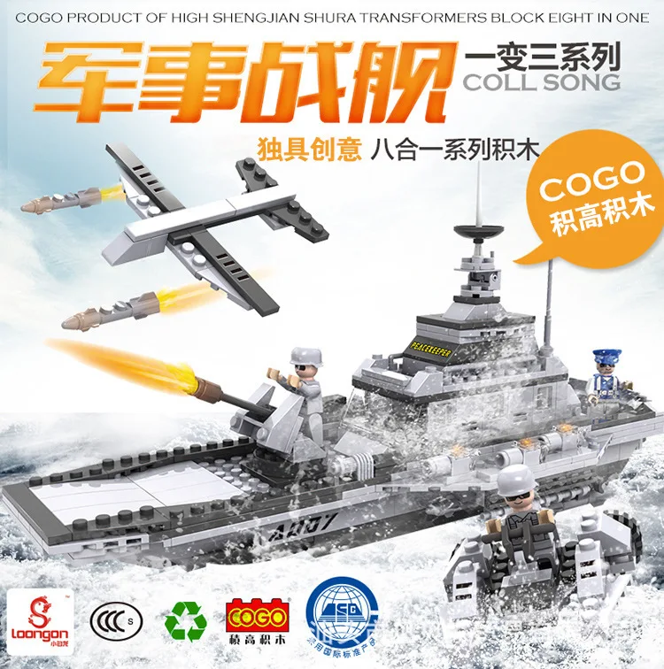 Модель Sluban строительные блоки морская подводная лодка военный корабль самолет Aircrafted Перевозчик военный корабль боевой крейсер Фрегат игрушки