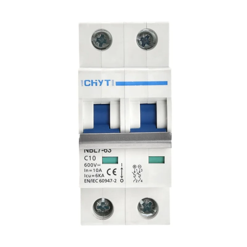 CHYT NBL7-63 2P PV Din Rail DC 600V 1000V 63A 6kA Solar Switch Mini Circuit Breaker MCB For Photovoltaic |