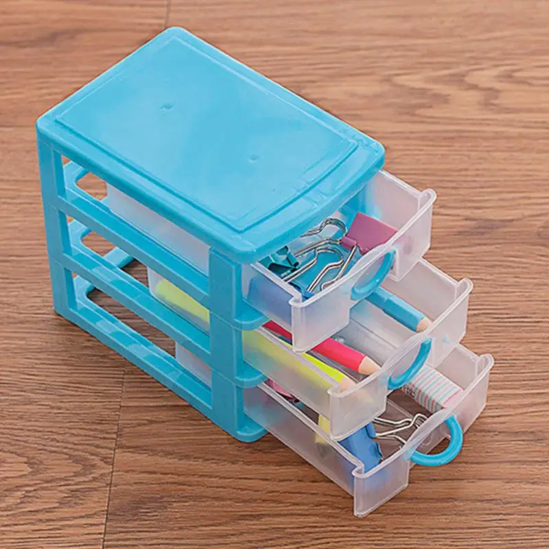 Практичный пластиковый маленький ящик для хранения настольный прозрачный