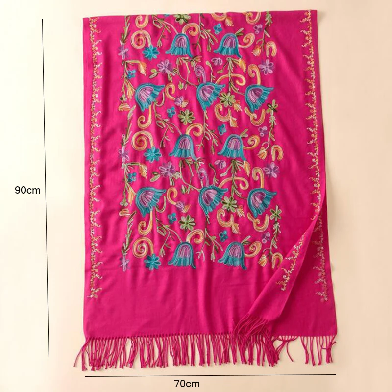 

Embroidery Scarf Women's Fashion Women Flower Long Soft Wrap Scarf Shawl Scarves Echarpe Hiver Femme Bufandas Invierno Mujer