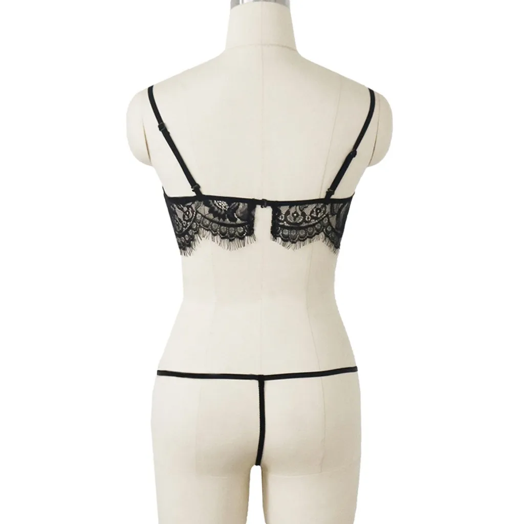 

Black Sexy Lace Lingerie Nightwear Underwear Ladies Sleepwear Free G-String Hot Erotic Lingerie Babydoll Costumes Plus Size