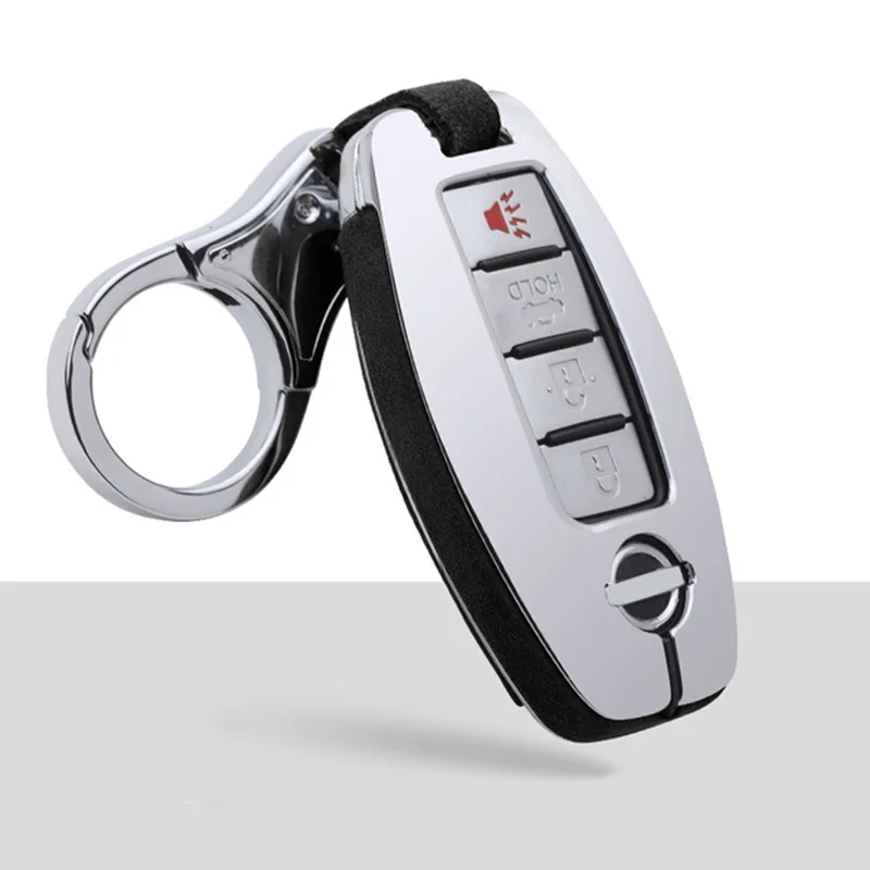 Чехол для ключей автомобиля из замшевой кожи и цинкового сплава для Nissan Qashqai J10 J11 X-Trail t31 t32 kicks Tiida Pathfinder Murano Note, Juke - Название цвета: A-black keychain 1