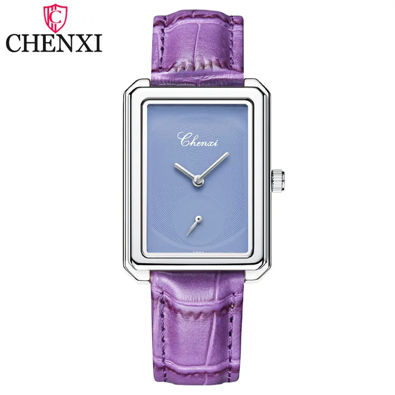 

Montre Femme Square Purple Case Fashion Watchwrist Quartz Leather Luxury Spiral Watches Male Watch Women Clock Relogio Masculino