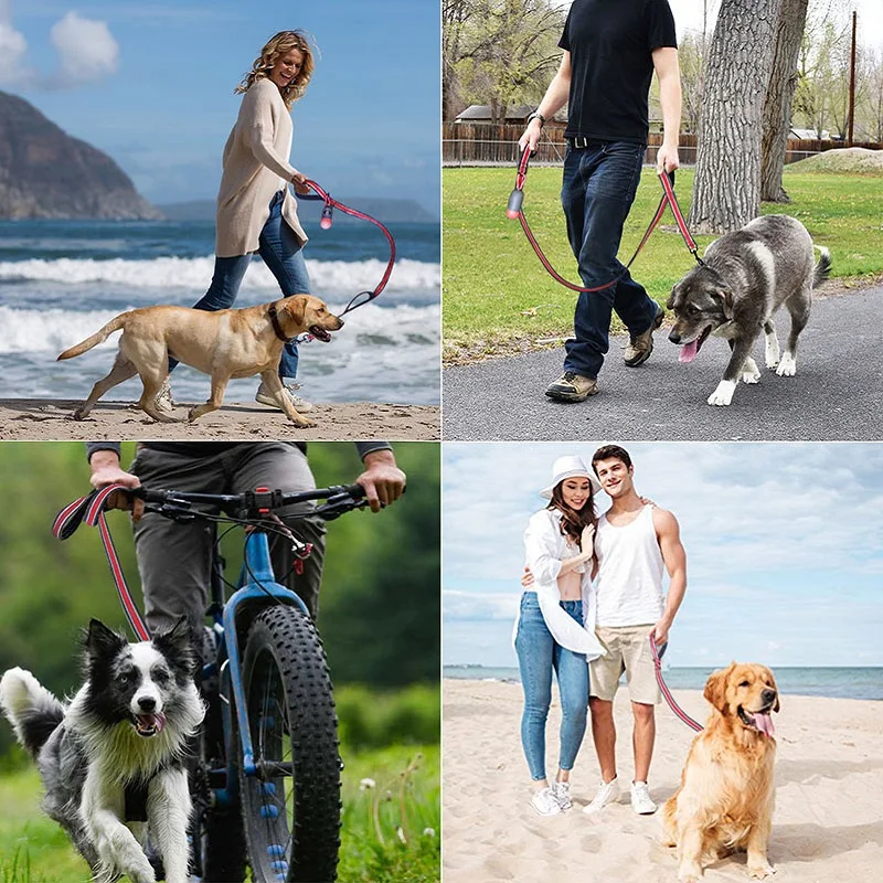 Поводок для собак с двойной ручкой поводки длиной 5 футов удобной подкладкой