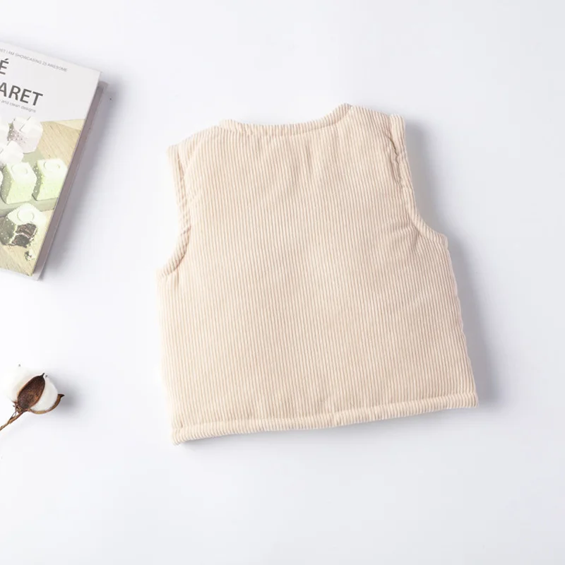 Вельветовый детский жилет детская одежда для девочек однотонный милый зимняя