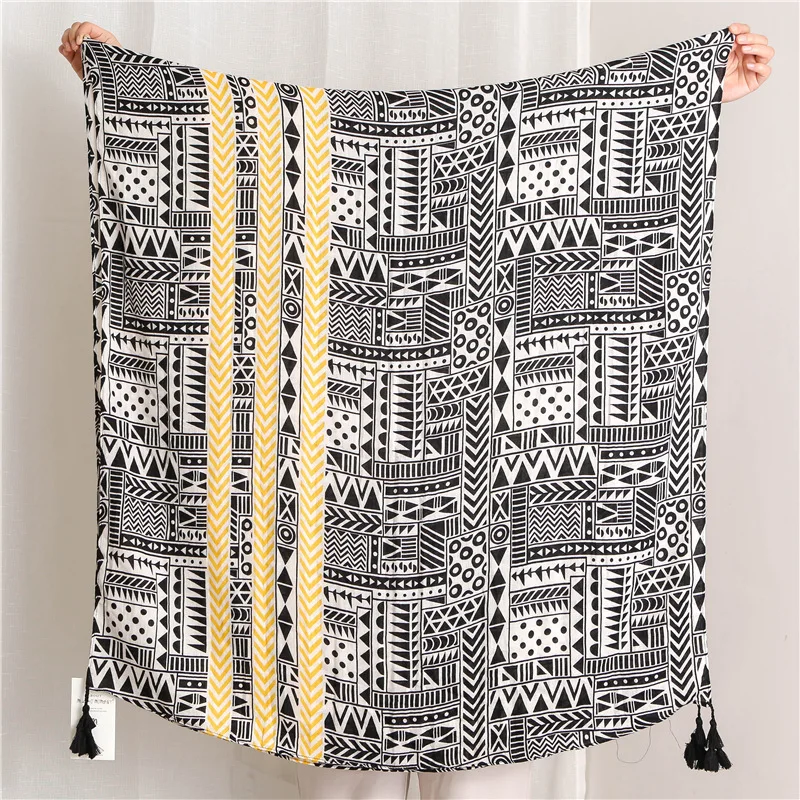 

Women Fashion Aztec Ethnic Geometric Tassel Viscose Shawl Scarf Luxury Print Soft Wrap Pashmina Stole Foulard Muslim Hijab Sjaal