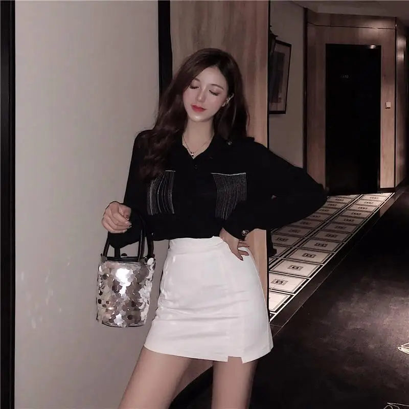 Женская Повседневная рубашка с длинными рукавами отложным воротником и бахромой