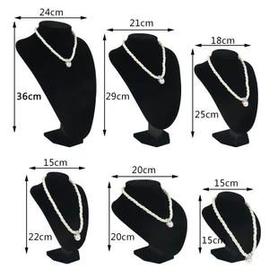 Черный бархатный дисплей ювелирных изделий высокого уровня Бюст ожерелья подвески с держателем подставка различной высоты на выбор ручная работа