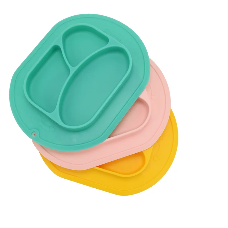 

Baby Dishes Silicone Plate With Suction Cup Strong Sticky BPA Free Heat-Resistant Non-Slip Food Grade Baby Training Plate Bowls