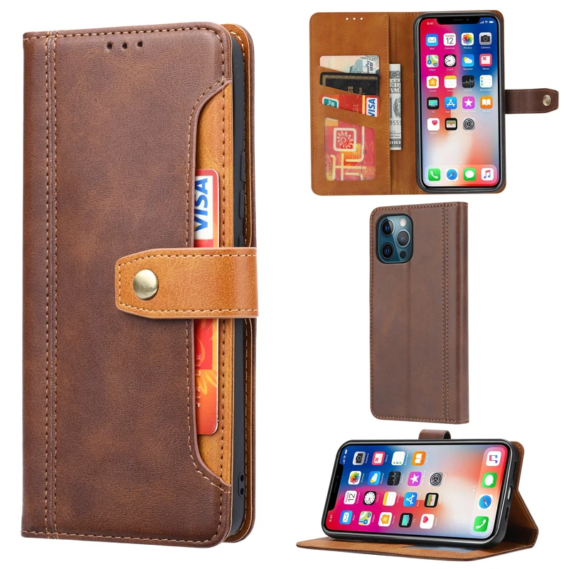 

For iPhone 13 Pro Max Flip Leather Case Wallet Book Cover For iPhone 12 Pro Max 13 Pro Phone Bags Stand Case With Card Slots