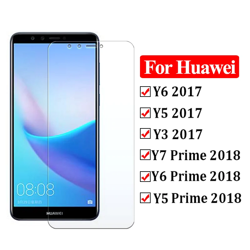 Защитное стекло для huawei y6 2017 y7 prime 2018 y3 y5 на hauwei y 6 6y huawey hawei tremp закаленное защитное