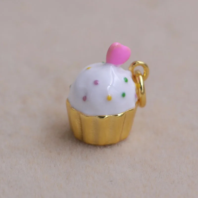 Серебряный цвет Нежный сладкий кекс бусины Подвески Висячие подходит бренд