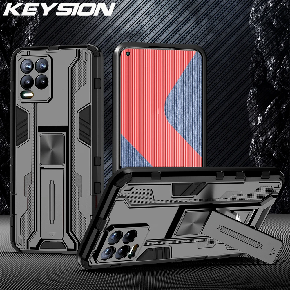 

KEYSION Shockproof Case for Realme 8 8 Pro 8 5G V13 Q3 GT Neo C20 Stand Phone Cover for OPPO A94 A74 Reno 6 Pro+ 5 Lite 5F 5Z 5G