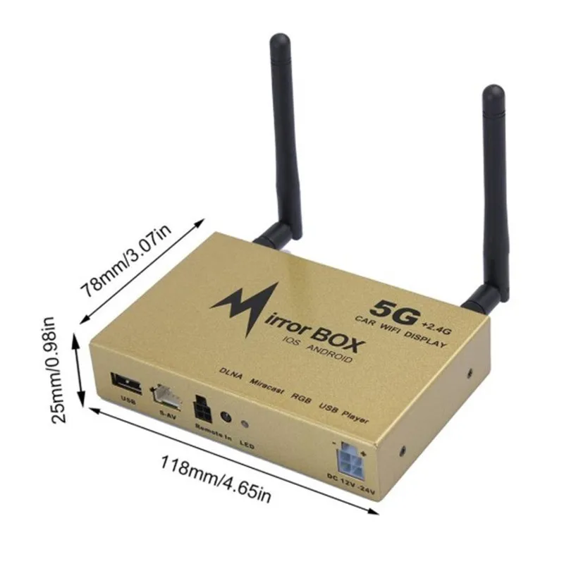 Автомобильный Wifi 5G зеркальный бокс для Android iOS для навигации по мобильному телефону к ЖК-мониторам универсальный A/V зеркальный конвертер