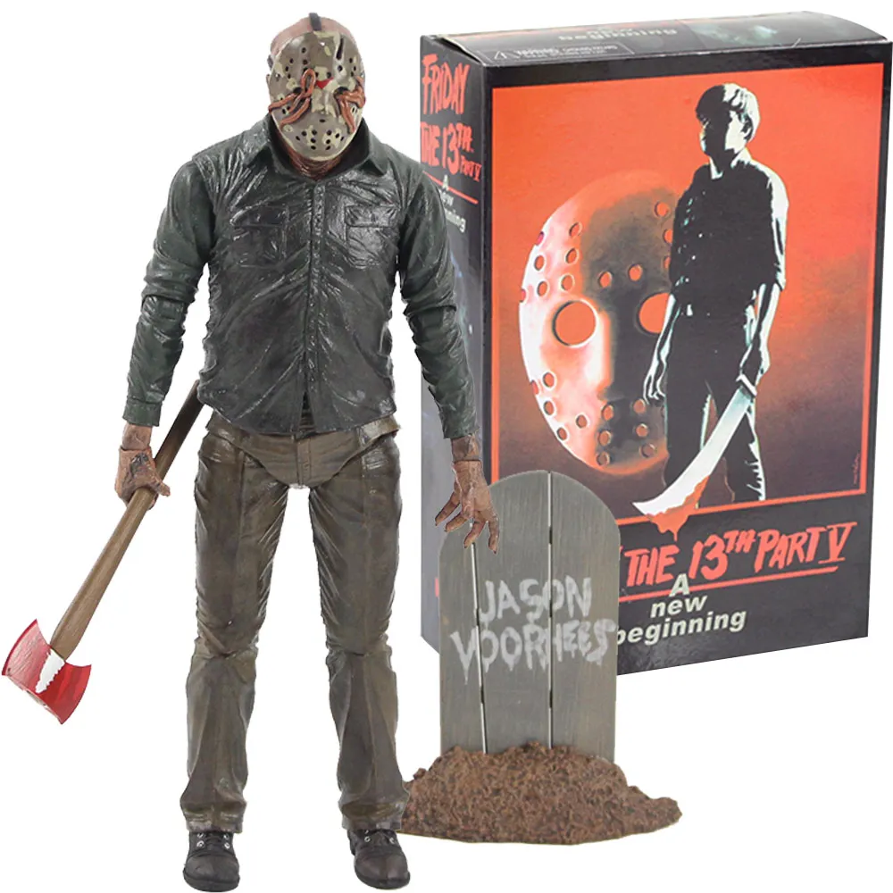 F With Box NECA Friday The 13th Jason Lives Pamela Voorhees, экшн-фигурка, последняя часть, Jason, 3D маска, пила, топор, меч, нож, страшная модель, игрушки - Цвет: F With Box