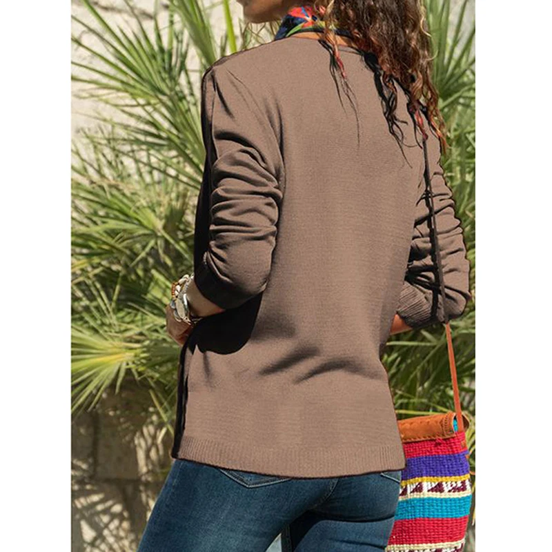 

New Fashion Women Button Blouse Female Casual Loose Long Sleeve Shirt Ladies Sexy V Neck Solid Color Blouses For Women