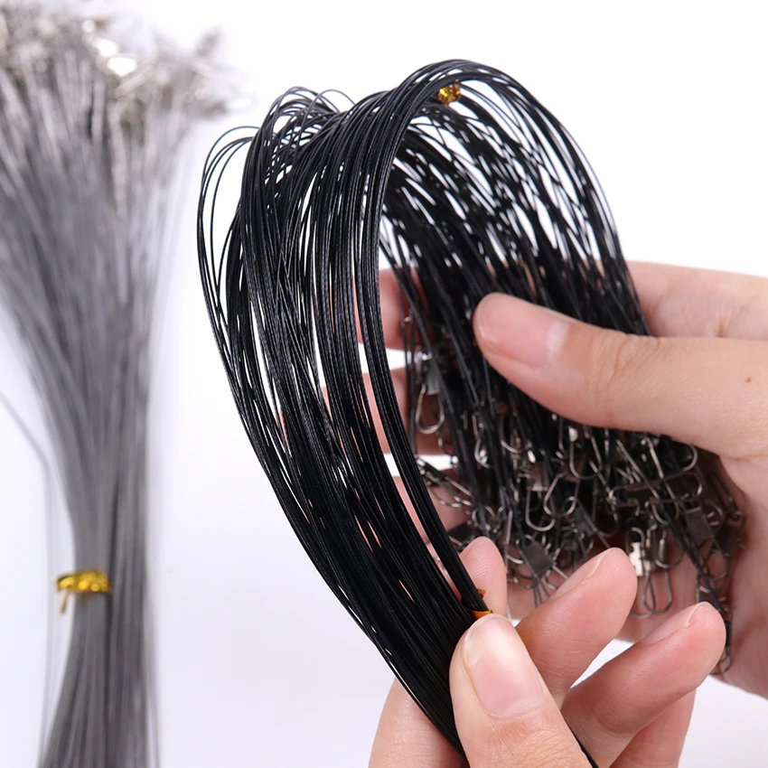 

20PCS Fishing Wire Anti-Bite Line Steel Wire Leader Swivel Stainless Steel Rolling Lead Core Leash Leader Fishing Accessories