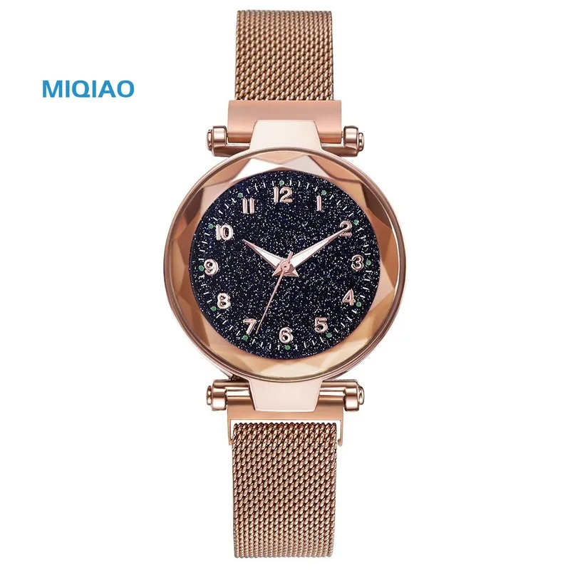 Розовое золото часы Женское платье нержавеющая сталь кварцевые наручные модные