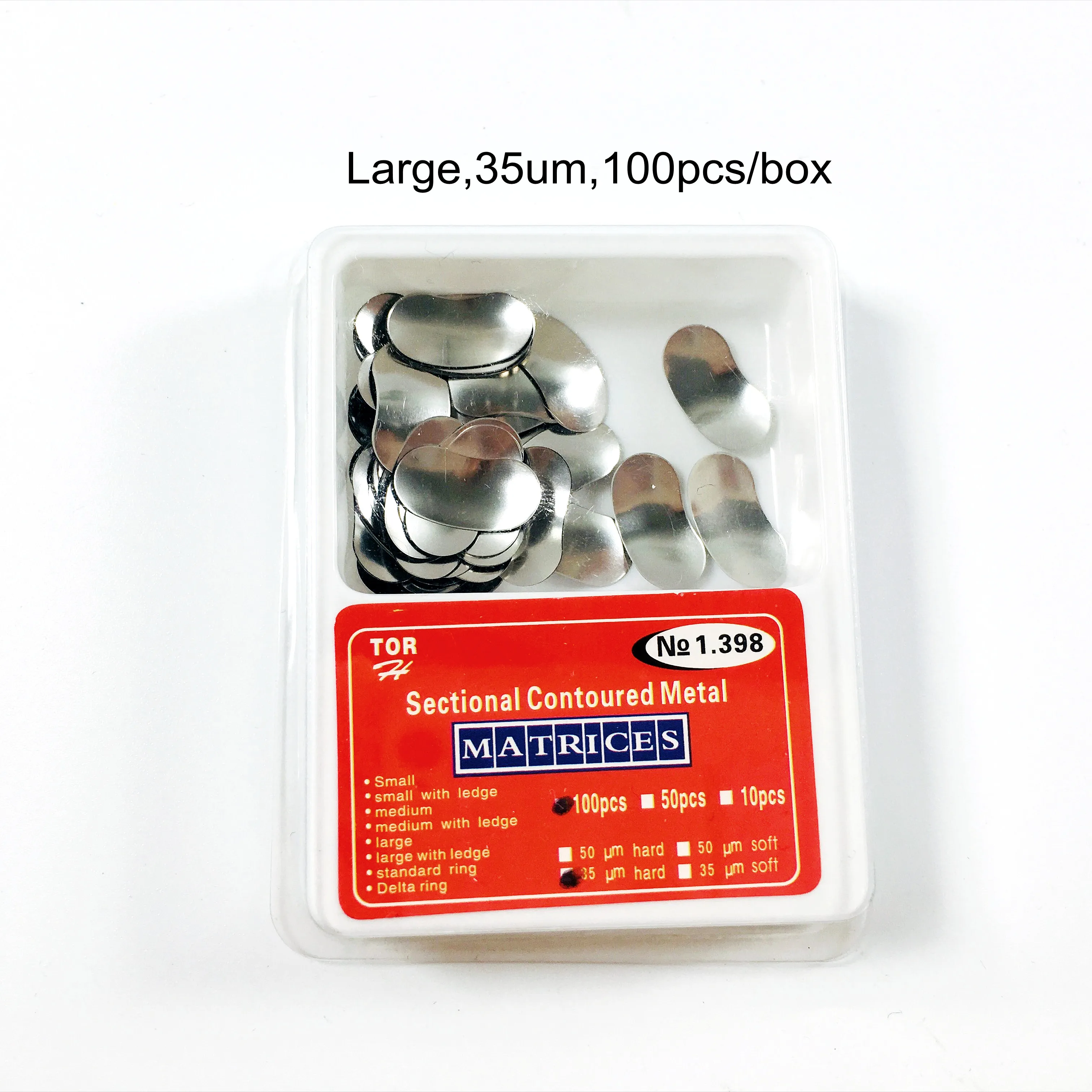 

100pcs/Box Dental SS Matrix Sectional Bands Composite Fill 35um Medium