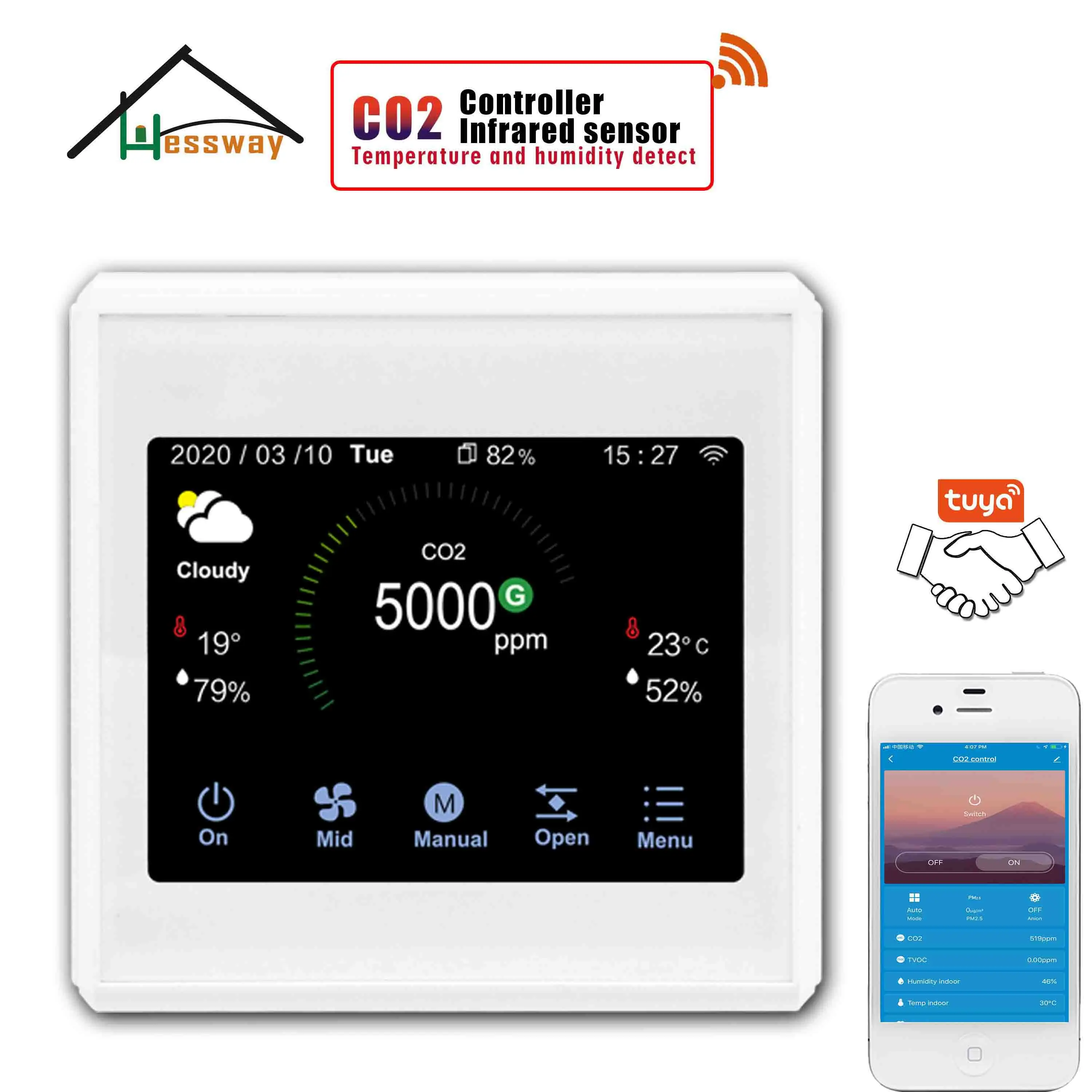 HESSWAY TUYA сроки WI FI CO2 Давление регулятор расхода для 3 Скорость вентилятор натер