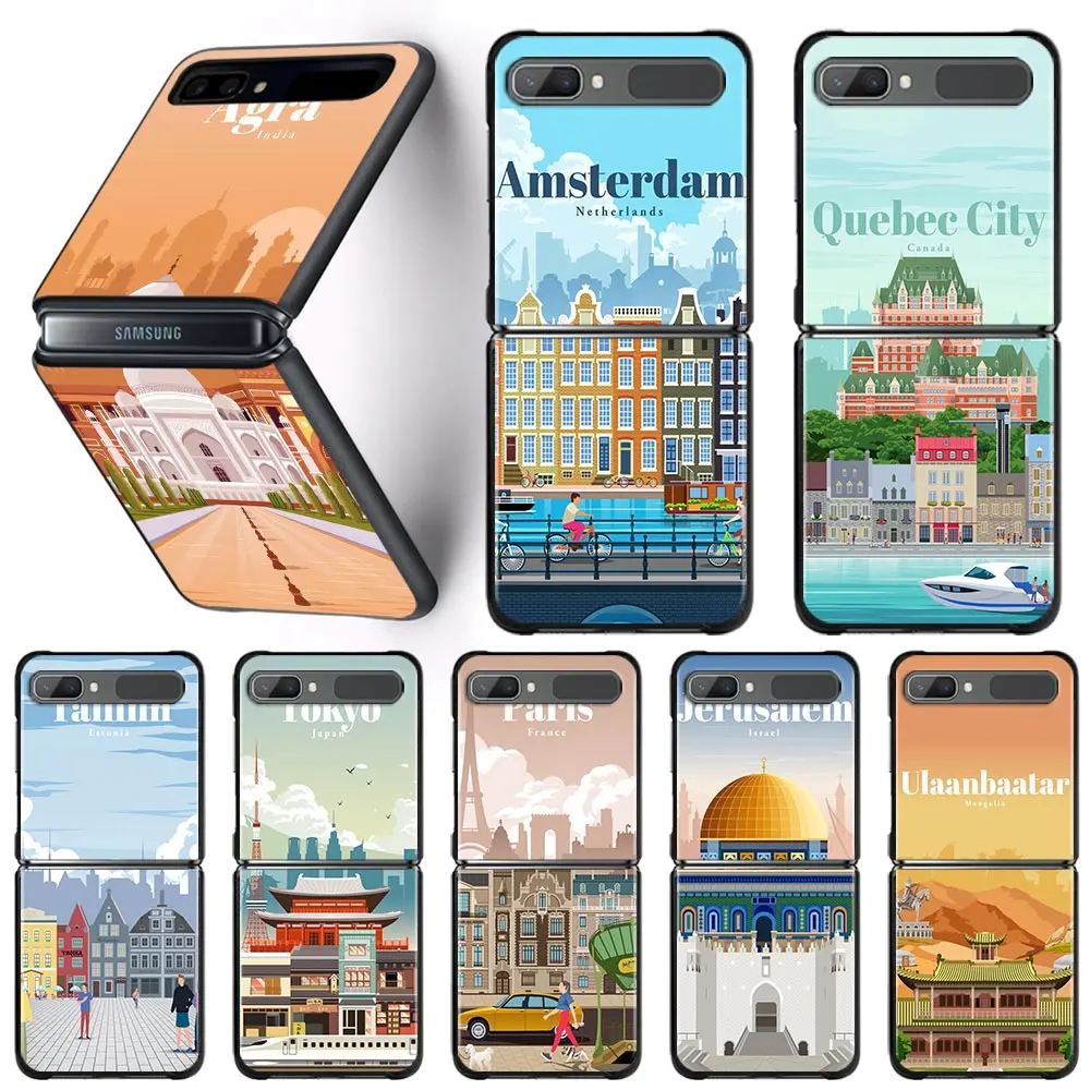 

Black Phone Case For Samsung Galaxy Z Flip3 5G Z Flip Hard PC Cover Smartphone Capa Traveltastic