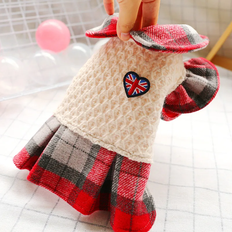 Зимние клетчатые хлопковые платья для животных маленьких собак кошек сладких