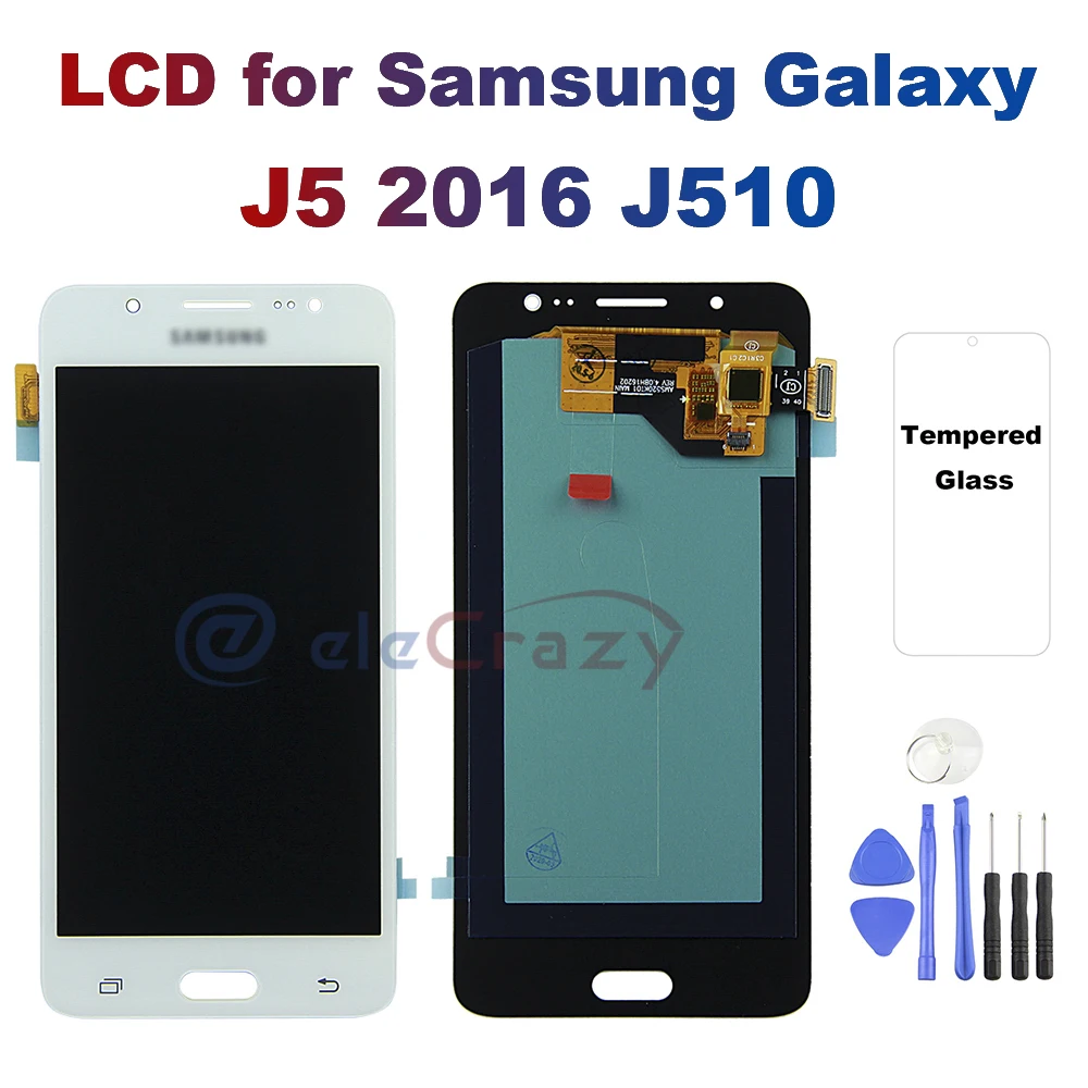 

AMOLED for SAMSUNG Galaxy J5 2016 J510 J510FN J510F J510M J510H /DS LCD Display Touch Screen Digitizer Assembly Replacement 100%