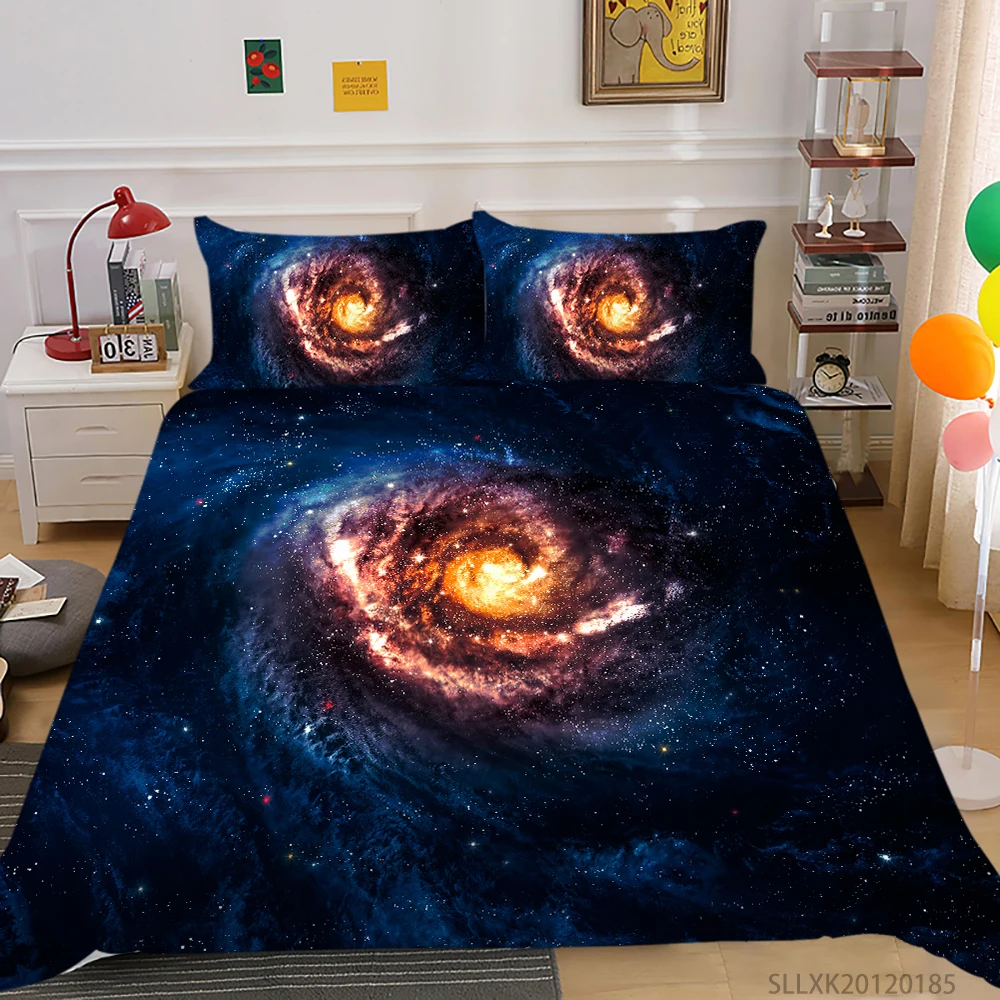 

3D Bedding Set Luxury Duvet Cover Set Black Starry Sky King Queen 2/3 Pcs Kids Child Adult Bed Gift Bedroom Decoration Dropship