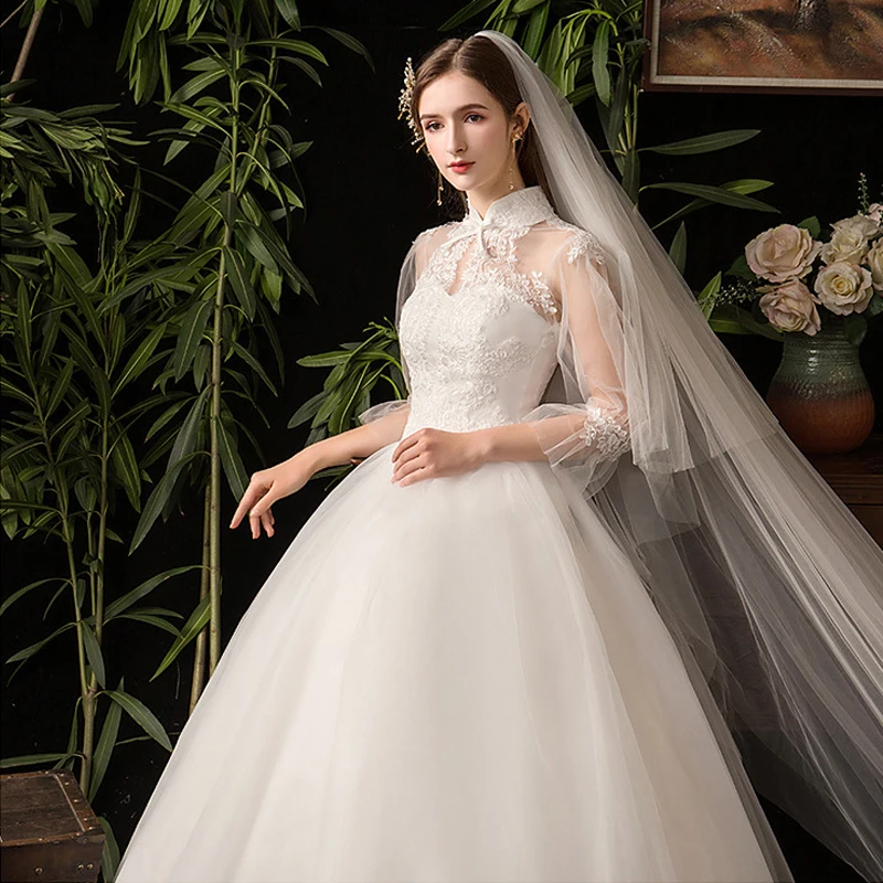Свадебные платья Новинка 2019 г. Mrs Win роскошное кружевное вышитая бальное платье на