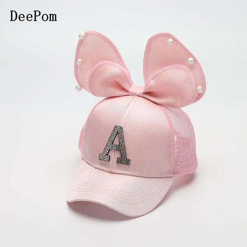 Детская кепка-бейсболка с бантом и надписью A | Спорт развлечения