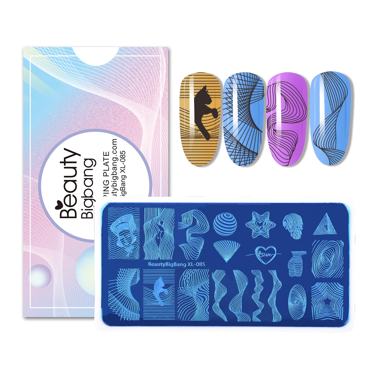 BEAUTYBIGBANG 6*12 см Геометрические линии волнистые изображения прямоугольные пластины