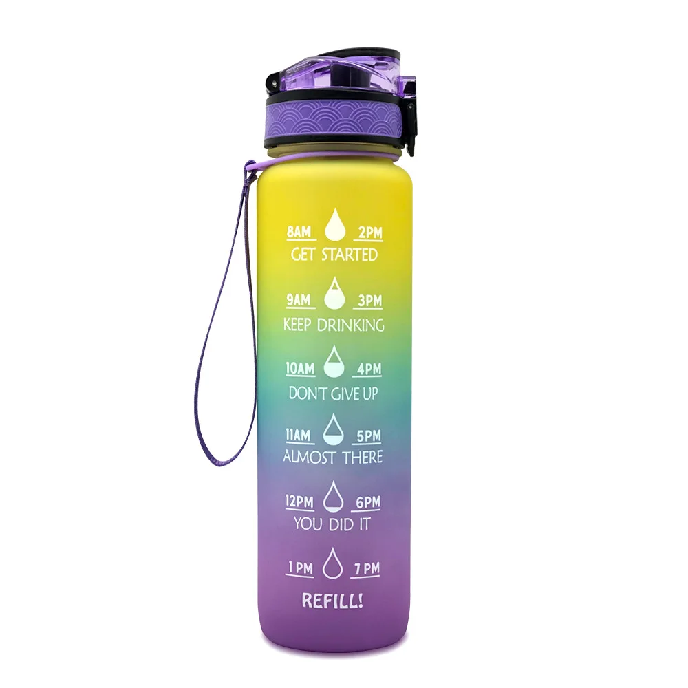 

1L plastic water bottle tritan frosted gradual bounce water bottle sports water bottle space Cup travel cup