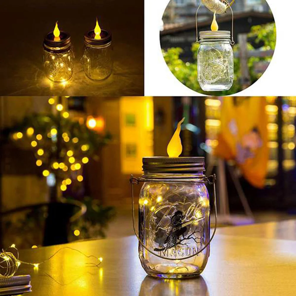 Ретро Светлячок Солнечный каменщик Jar лампа гирлянда огни фестиваль