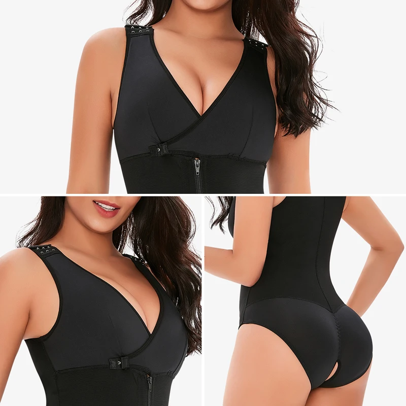 

New Women Plus Size Bodysuit Shapewear Slimming Tummy Control Full Body Shaper Panty Style Clip & Zip with Bra Fajas Colombianas