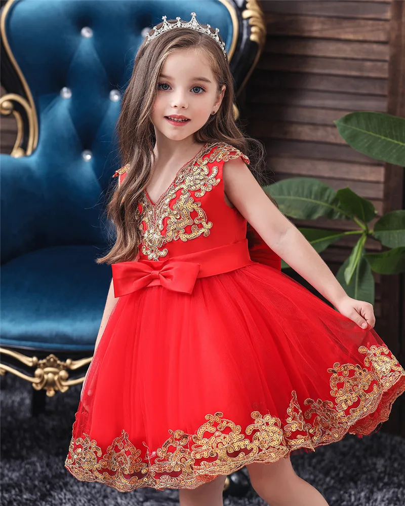 New children's clothing party girl bow elegant wedding evening dress prom princess birthday 1-12T | Детская одежда и обувь
