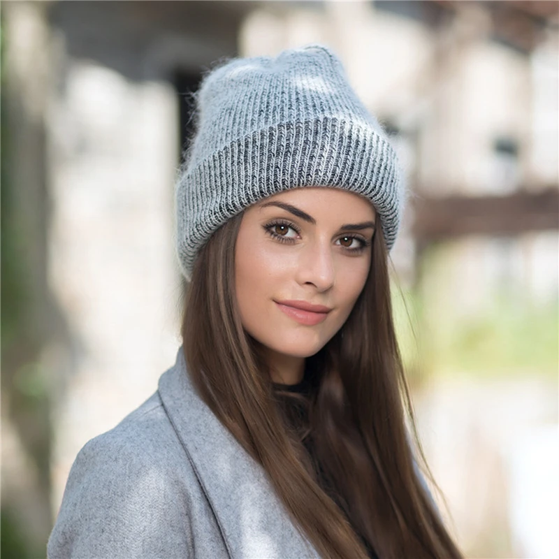 

New Simple Beanie Hat Ladies Winter Warm Skullies Brimless Cap Fashion Solid Color Female Casual Bonnet Cap