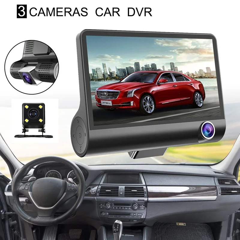 

4 inch HD 1080P Three Lens Car Dash Camera Night Vision Cam Video Driving Recorder
