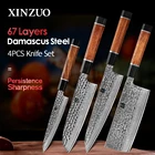 Японский дамасский нож XINZUO 4 комплект ножей из нержавеющей стали, ножи накири шеф-повара с металлической ручкой в Северной Америке, пустыне