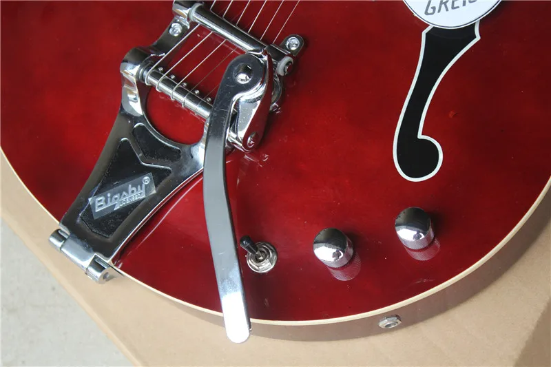 Китайская фабрика новинка лучшее качество красная электрогитара gret Palm с Bigsby tremolo