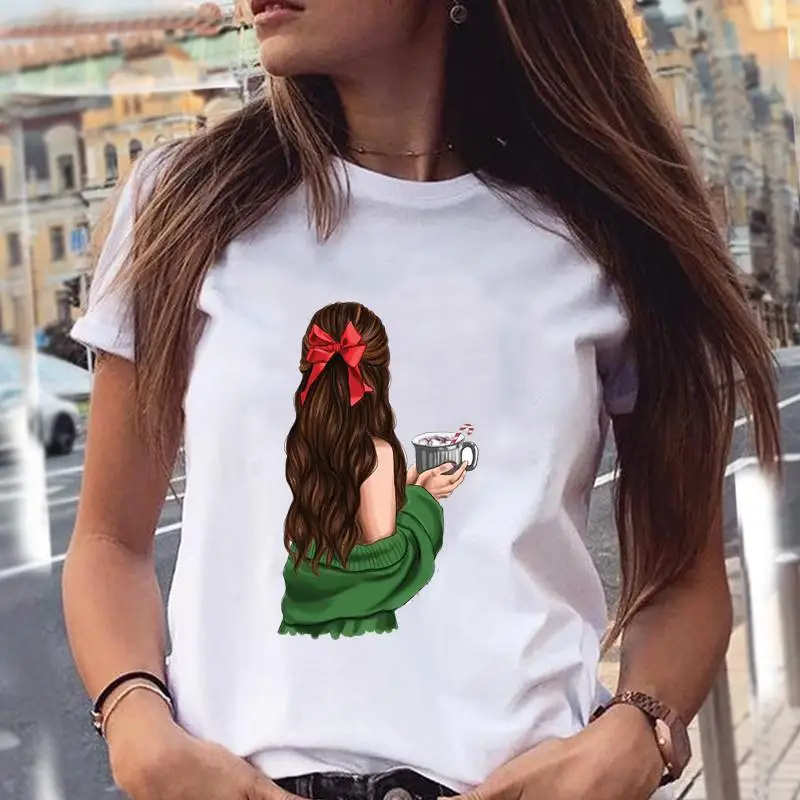 

New Year 90s Style Casual Merry Christmas Fashion Women Print Clothes Holiday Tops Tee Tshirt Festival Female Graphic T-Shirt