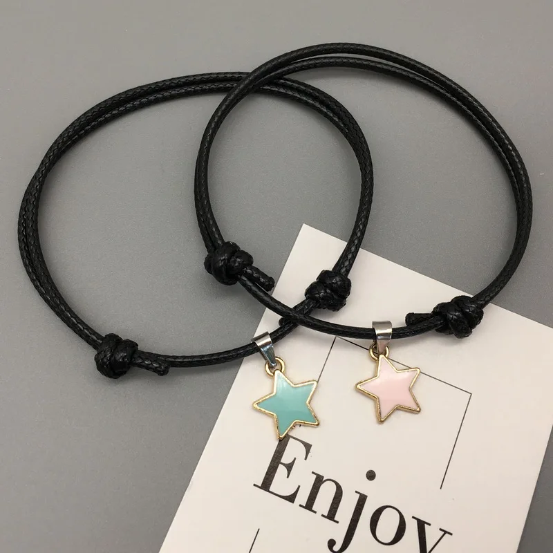 77 Мода Шарм пара браслеты Цепочка веревка ручной работы звезды браслет для